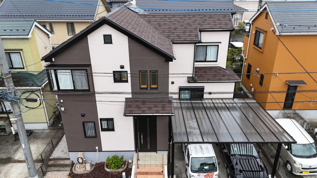 大月市 外壁塗装・屋根カバー・ソーラーパネル着脱・ベランダ防水 N様邸